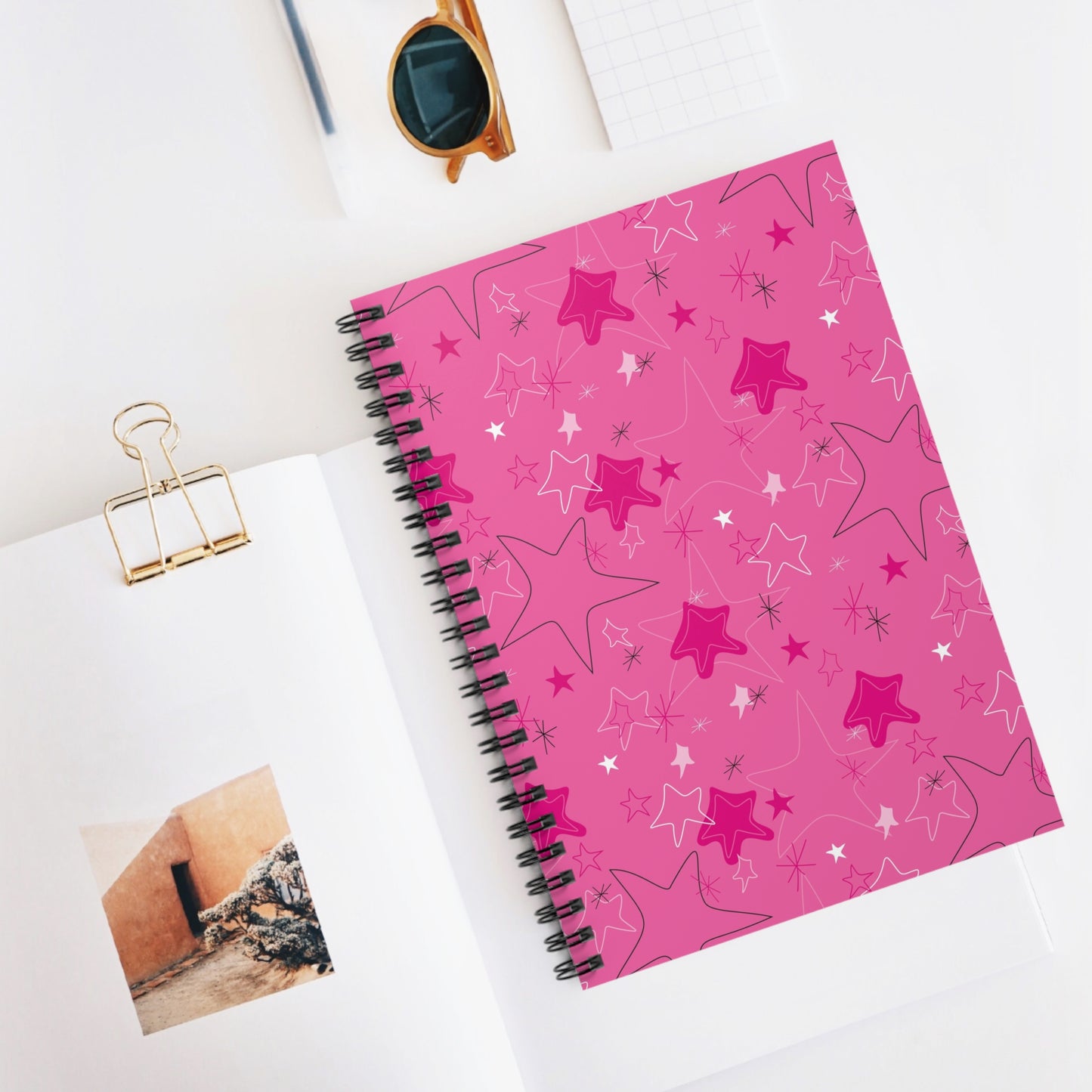 Starry Pink Spiral Notebook - Ruled Line