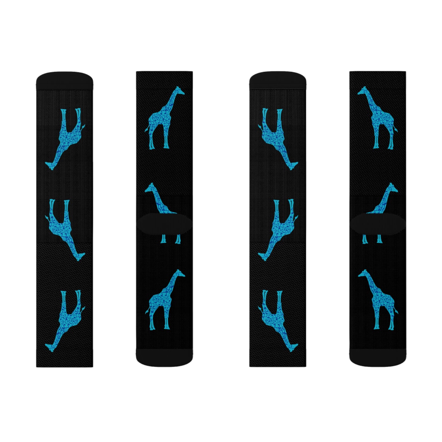 Musical Giraffe Black Sublimation Socks