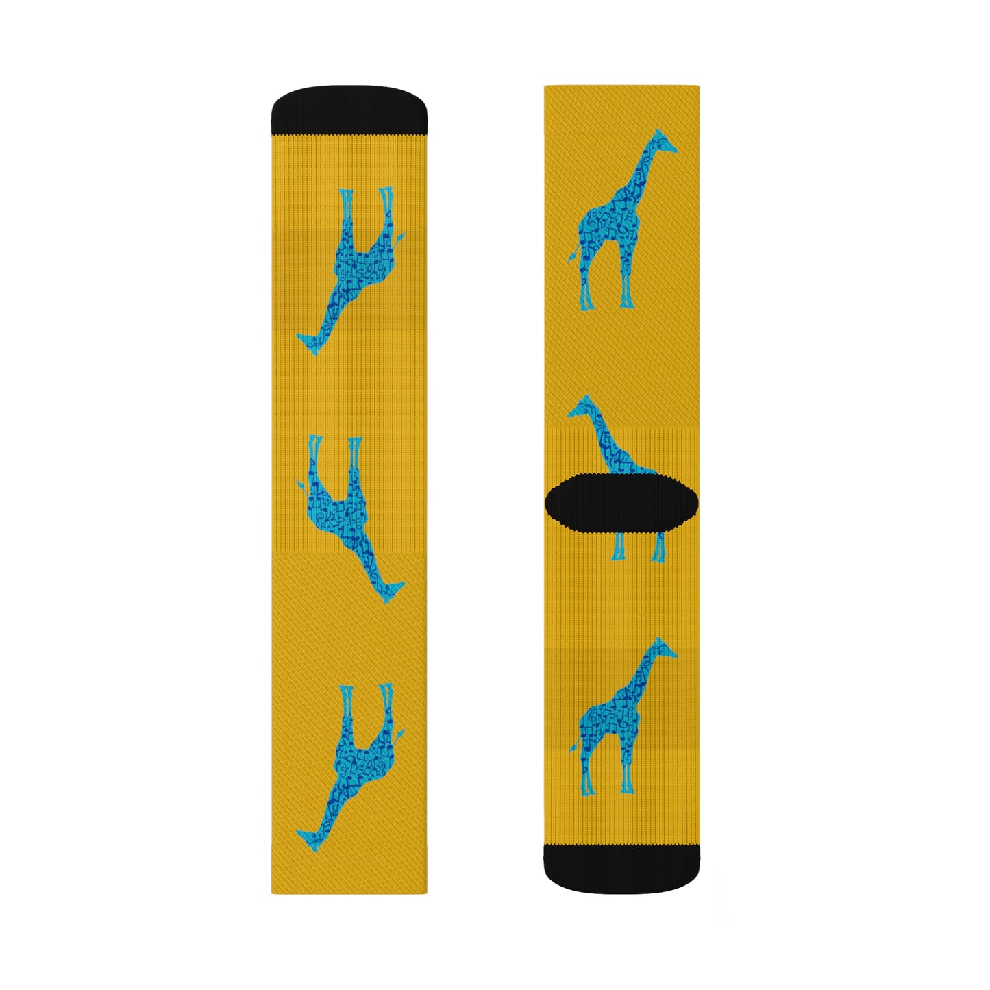 Musical Giraffe Yellow Sublimation Socks