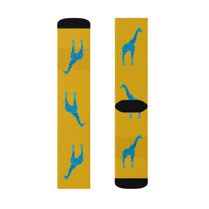 Musical Giraffe Yellow Sublimation Socks