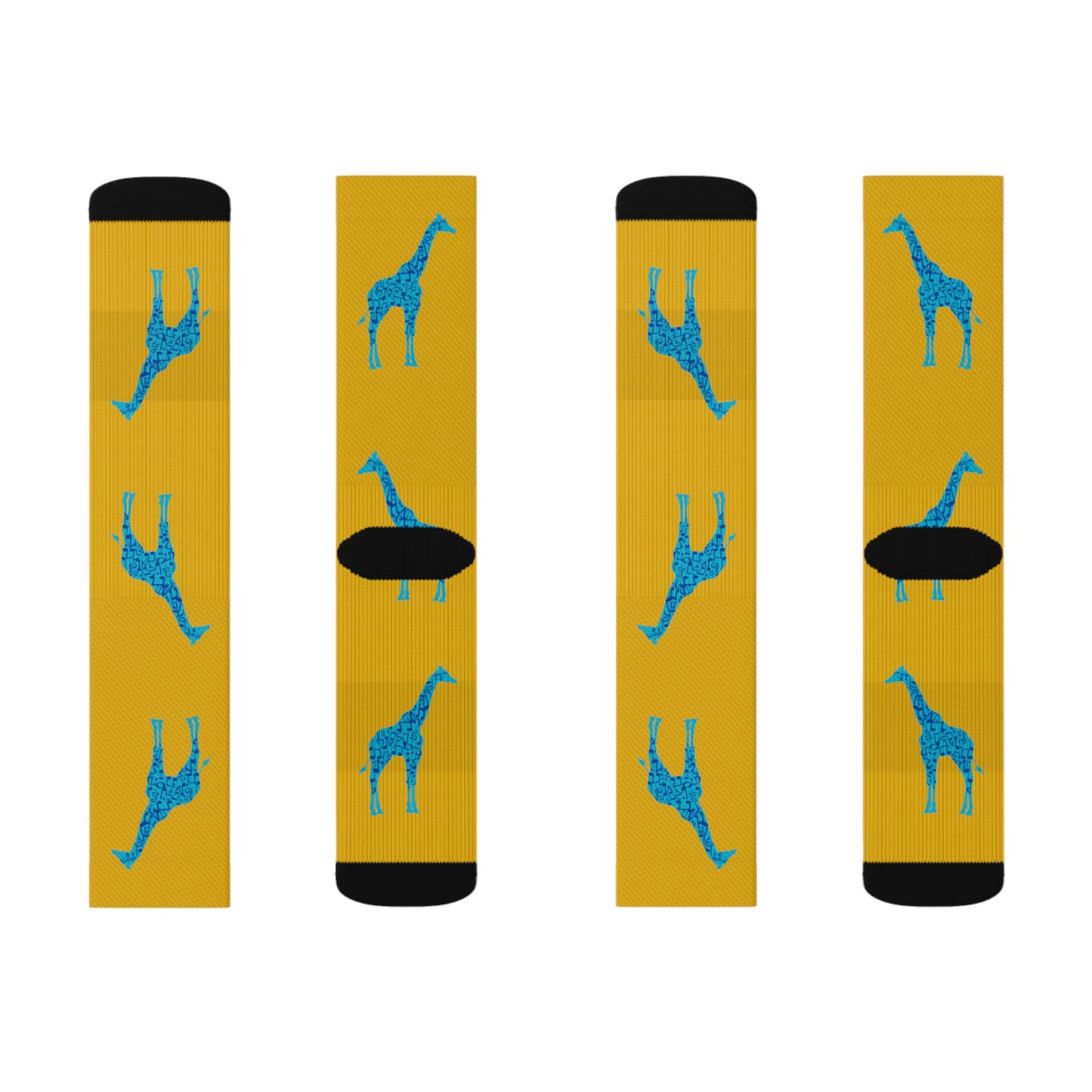 Musical Giraffe Yellow Sublimation Socks