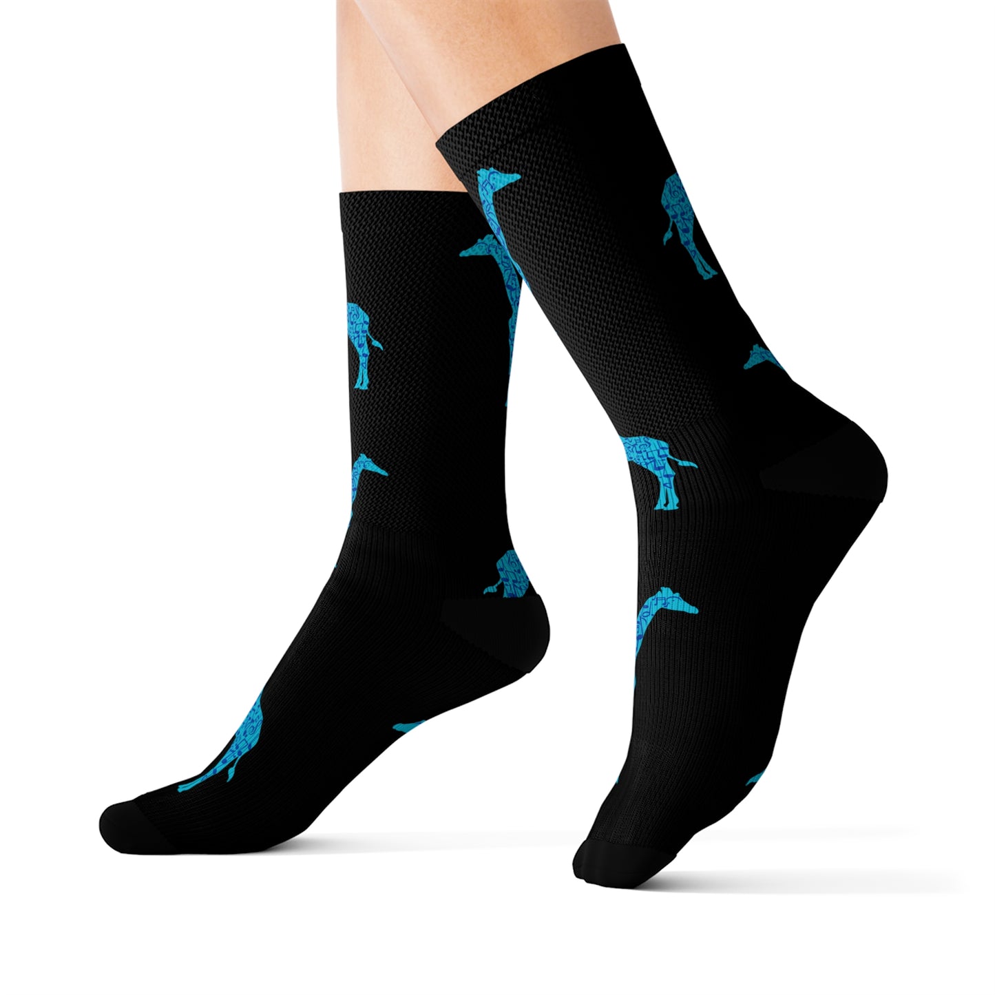 Musical Giraffe Black Sublimation Socks