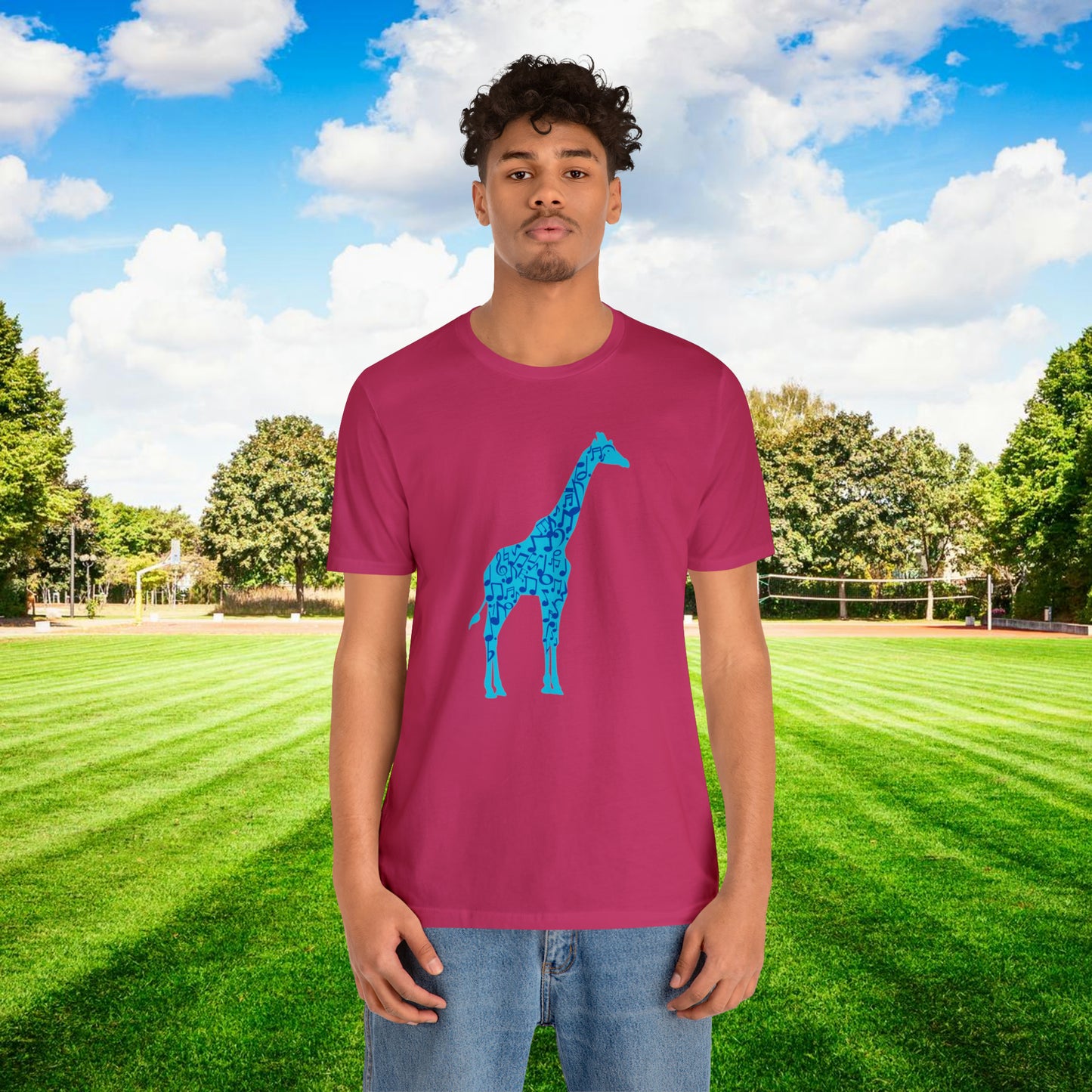 Stand Tall Music Giraffe Unisex Adult Jersey Short Sleeve Tee