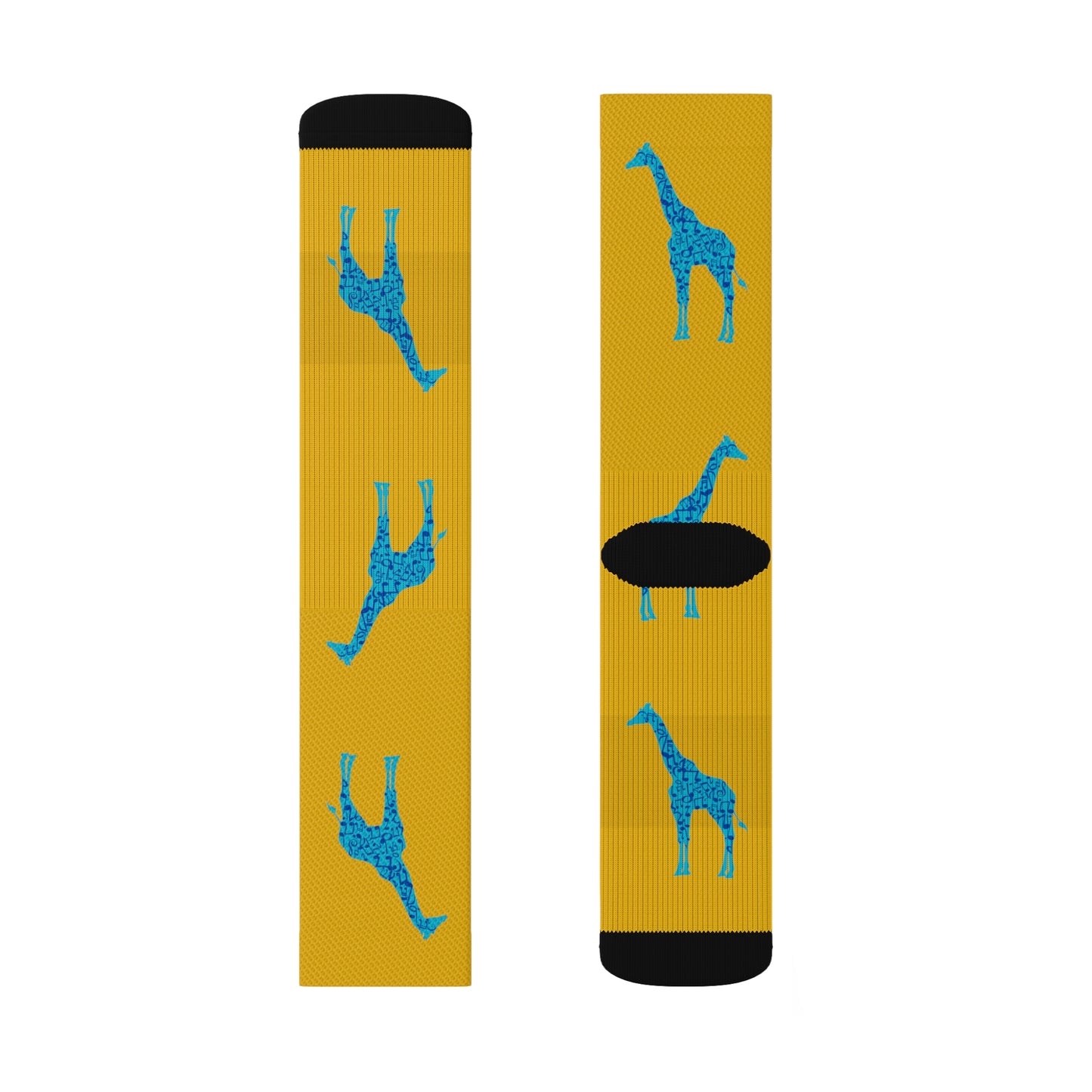 Musical Giraffe Yellow Sublimation Socks