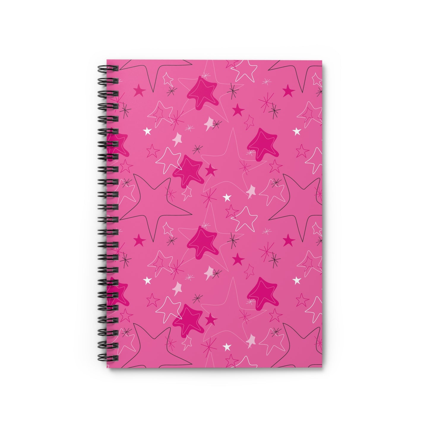 Starry Pink Spiral Notebook - Ruled Line