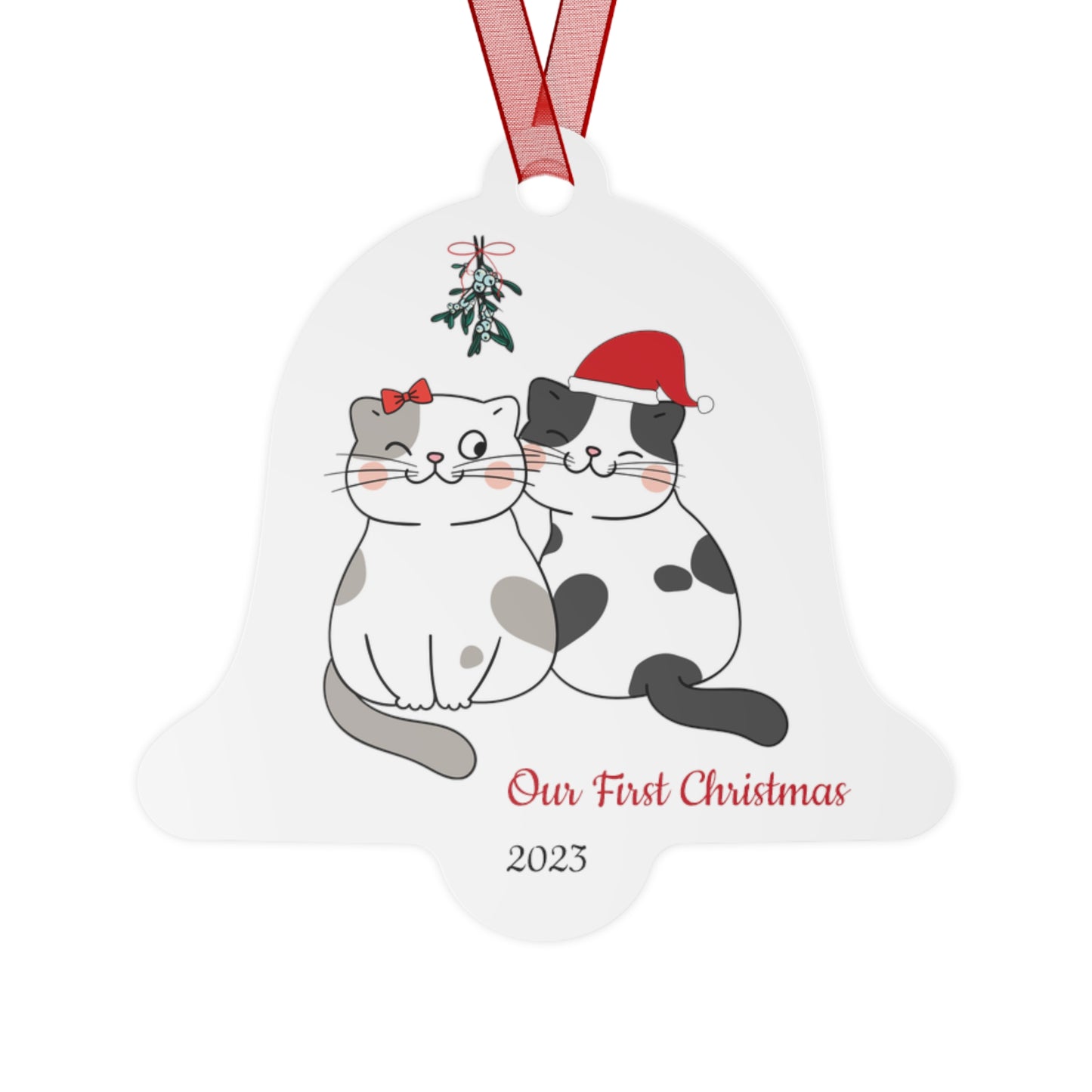 Our First Christmas Cat Couple Metal Ornaments