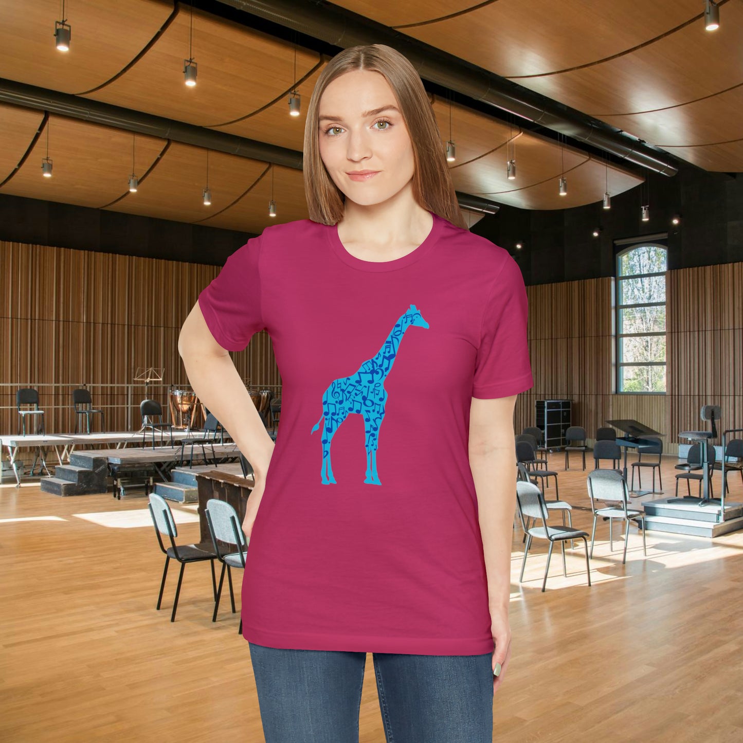 Stand Tall Music Giraffe Unisex Adult Jersey Short Sleeve Tee