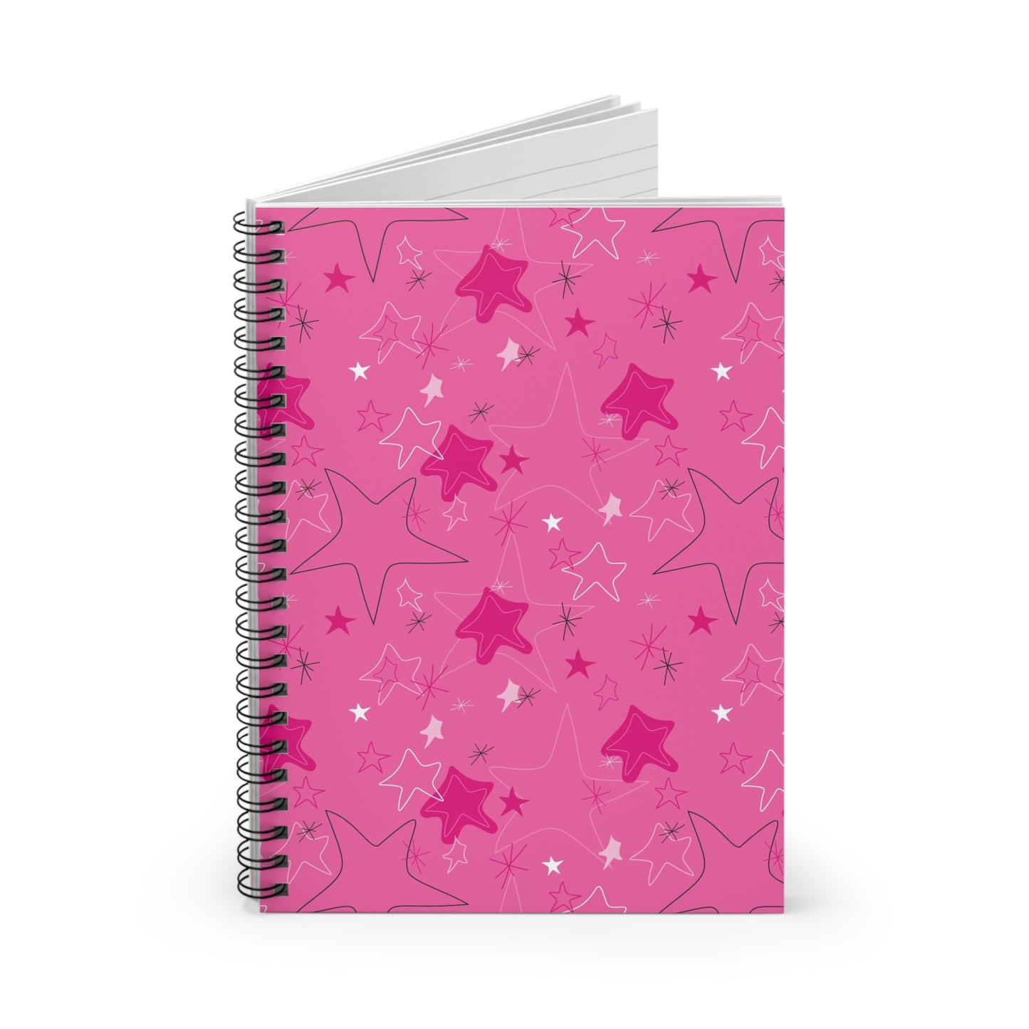 Starry Pink Spiral Notebook - Ruled Line