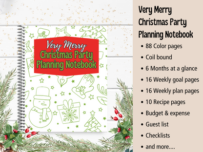 Very Merry Christmas Party Planning Notebook