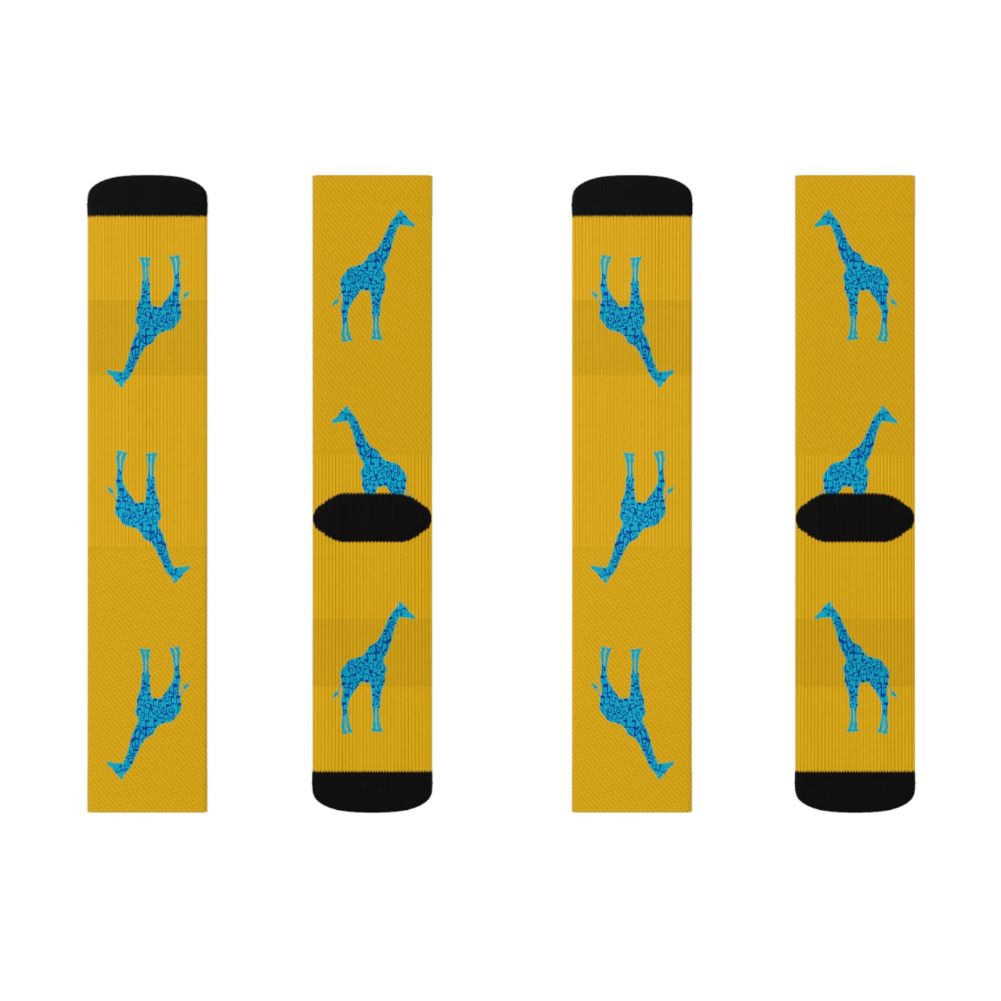 Musical Giraffe Yellow Sublimation Socks