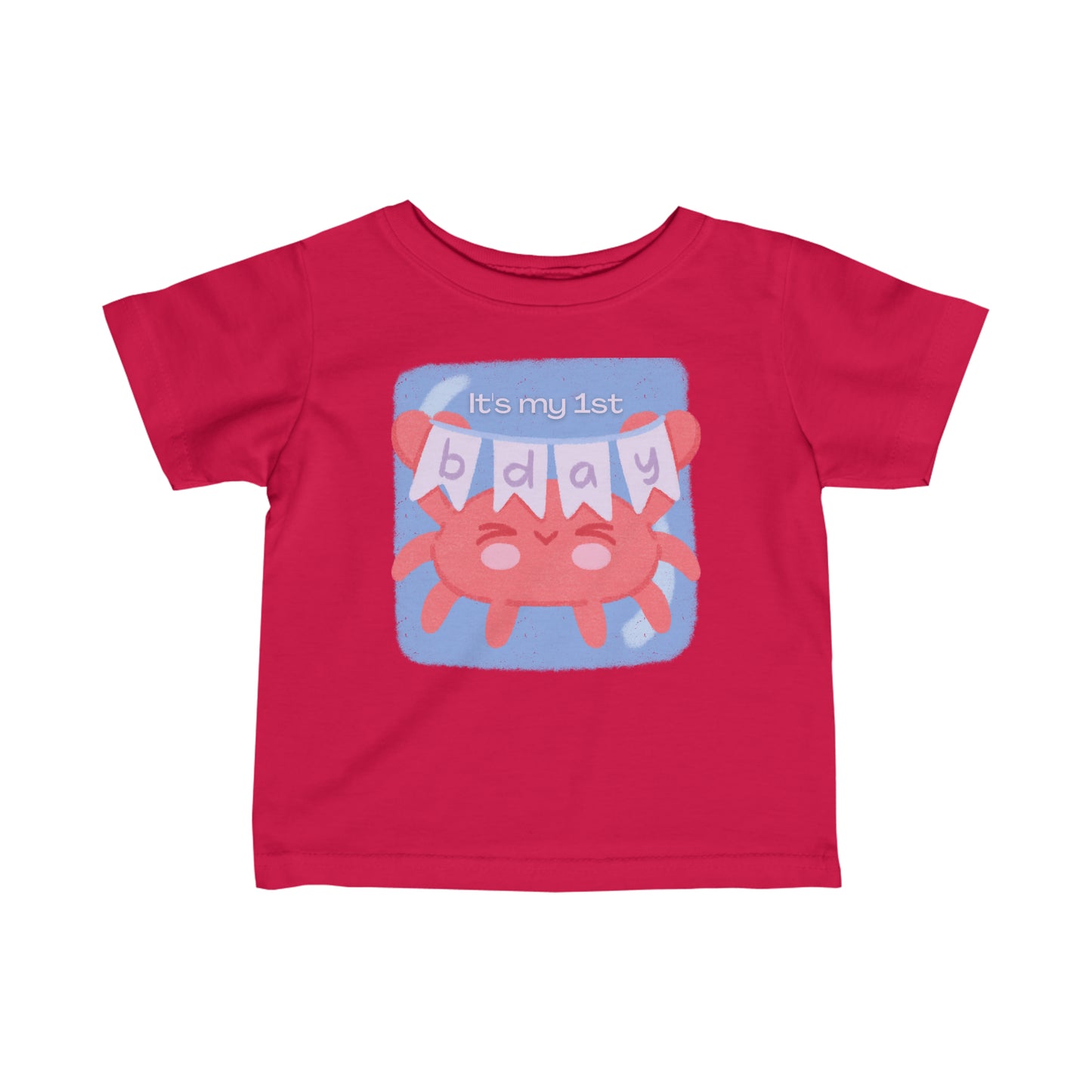 1st Birthday Crab Infant Fine Jersey Tee