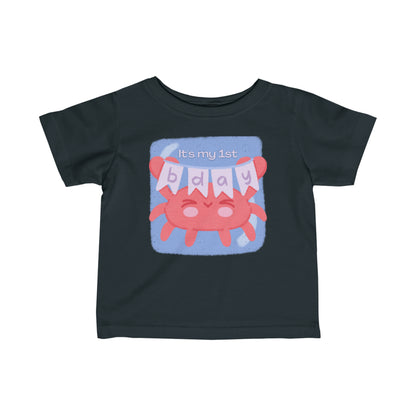 1st Birthday Crab Infant Fine Jersey Tee