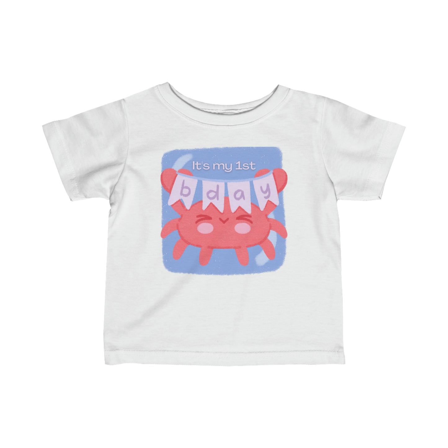 1st Birthday Crab Infant Fine Jersey Tee