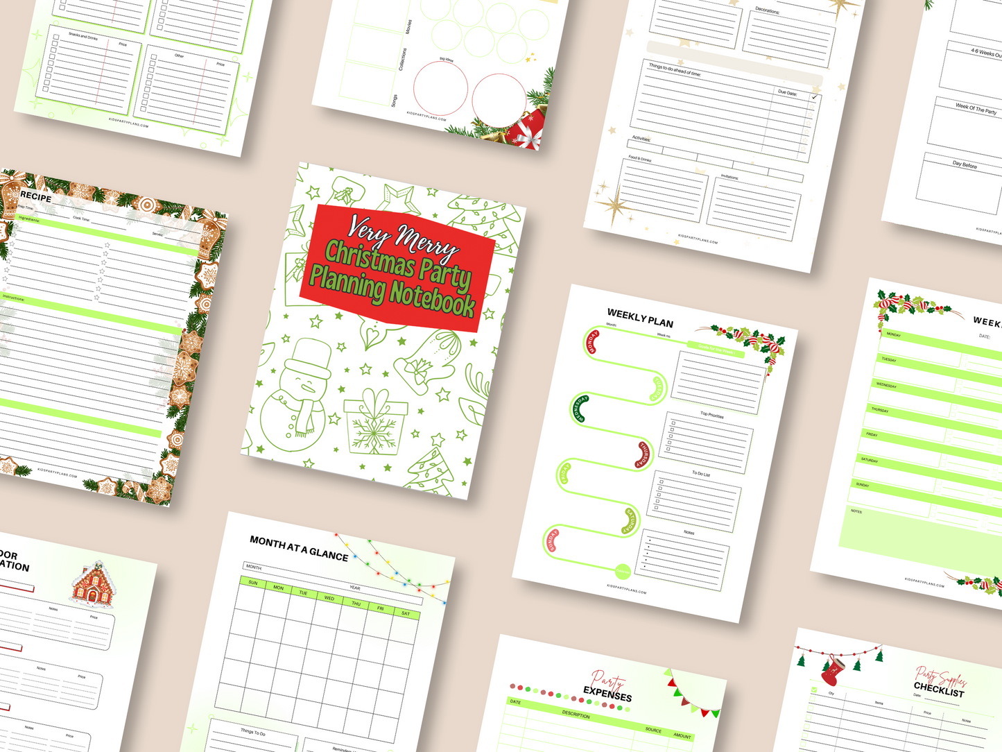 Very Merry Christmas Party Planning Notebook