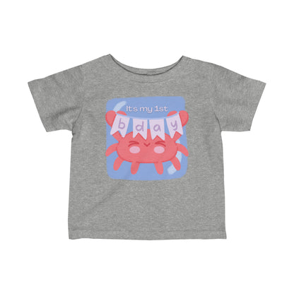 1st Birthday Crab Infant Fine Jersey Tee