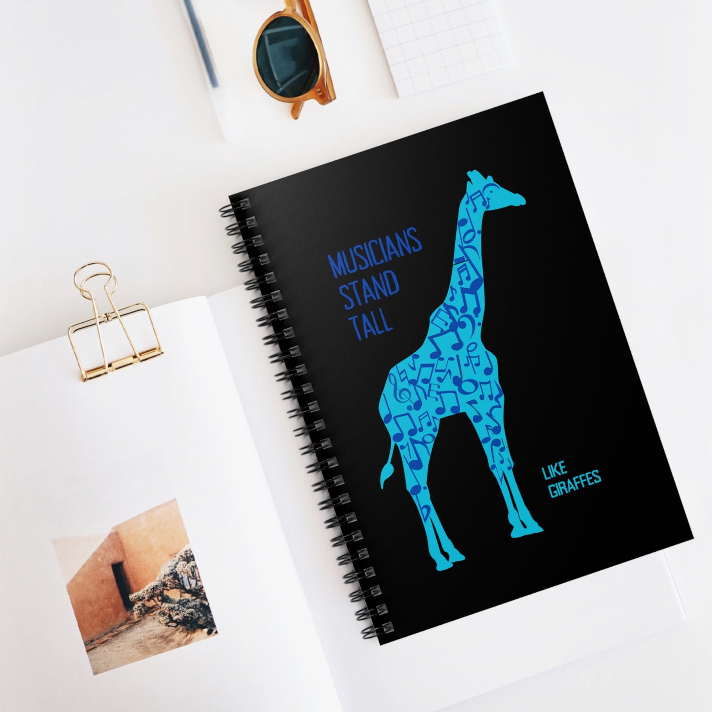 Stand Tall Musical Giraffe Spiral Notebook - Ruled Line