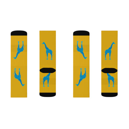 Musical Giraffe Yellow Sublimation Socks