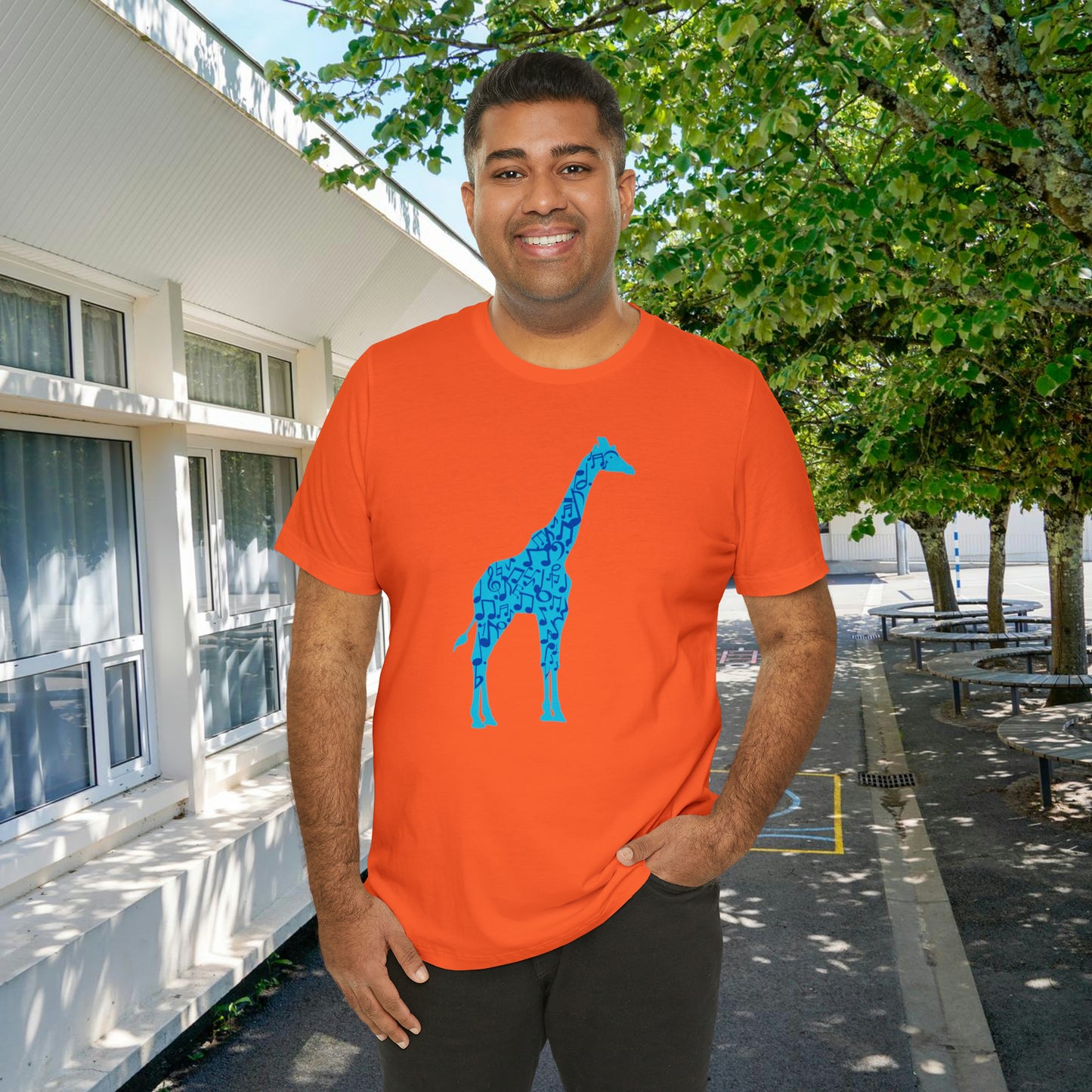 Stand Tall Music Giraffe Unisex Adult Jersey Short Sleeve Tee