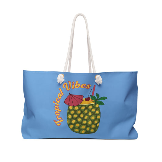 Tropical Vibes Light Blue Weekender Bag - Stylish and Functional Summer Essential for Women