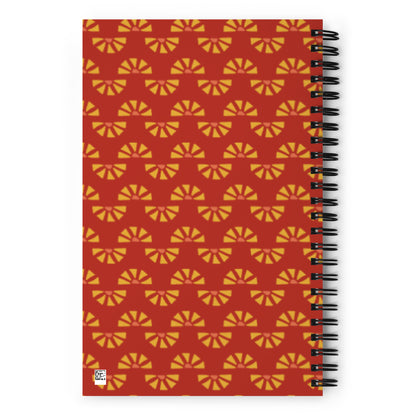 Yellow Daisy Chain Red Notebook - Dotted Pages - Stylish and Functional Daily Companion