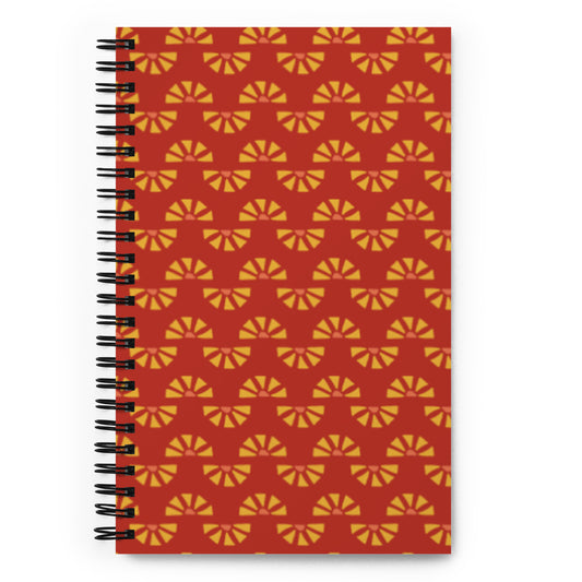 Yellow Daisy Chain Red Notebook - Dotted Pages - Stylish and Functional Daily Companion