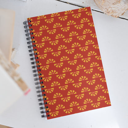 Yellow Daisy Chain Red Notebook - Dotted Pages - Stylish and Functional Daily Companion