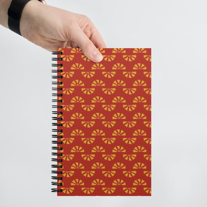 Yellow Daisy Chain Red Notebook - Dotted Pages - Stylish and Functional Daily Companion