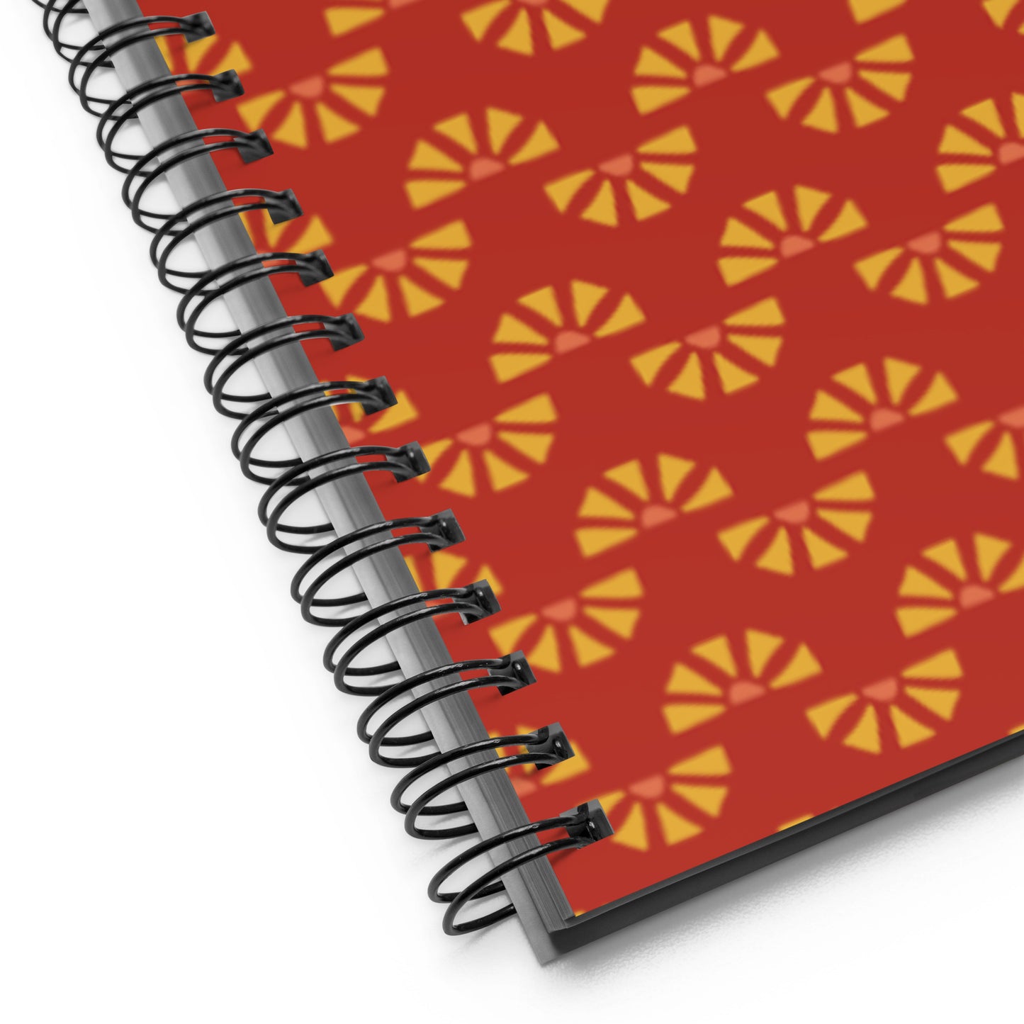 Yellow Daisy Chain Red Notebook - Dotted Pages - Stylish and Functional Daily Companion